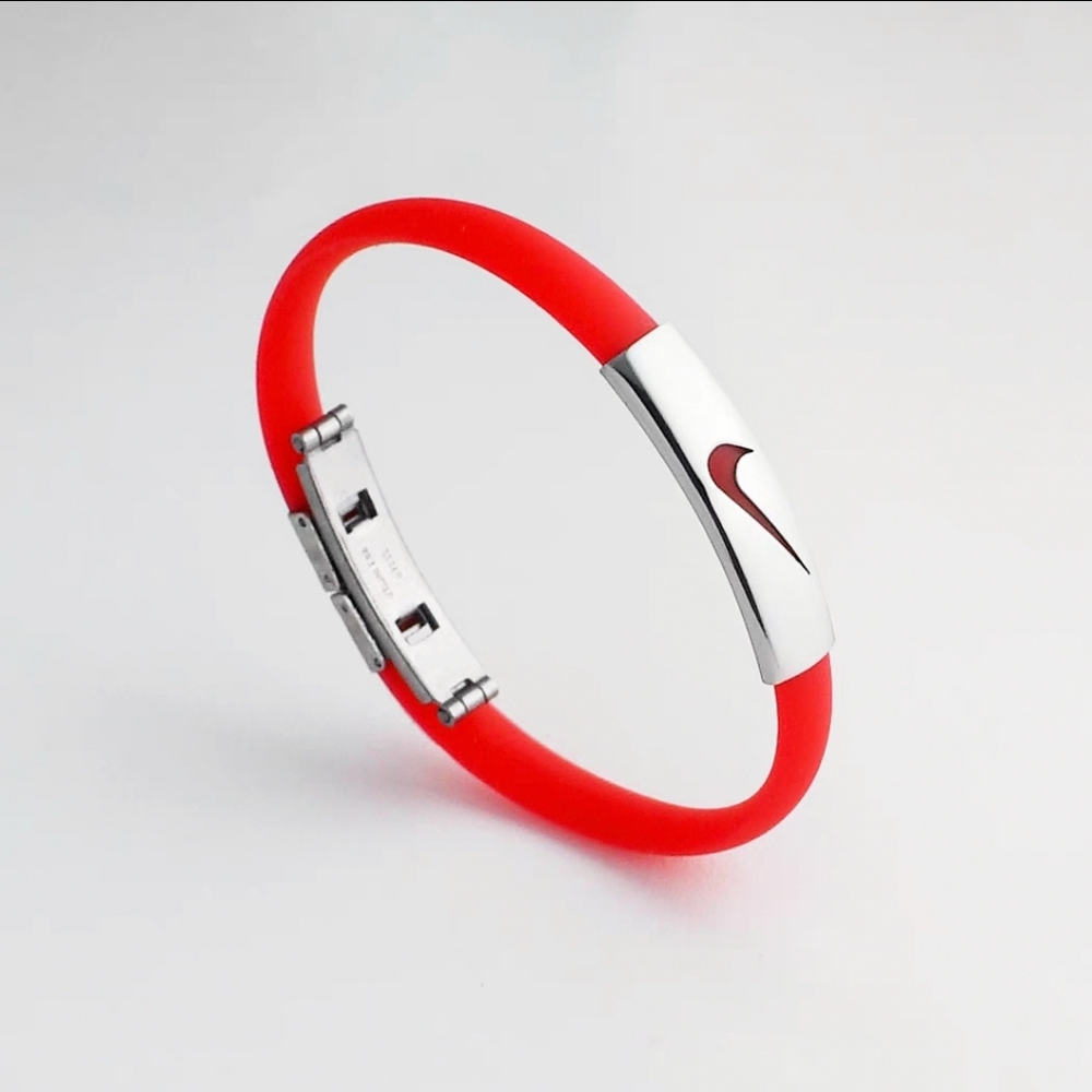 Nike Unisex/Men's Sport Silicone Rubber Wristbands Bracelet,Red Band